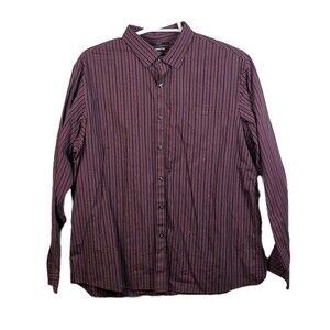 Claiborne Men’s XXL Purple 80's 2-Ply Striped‎ Button Up Shirt